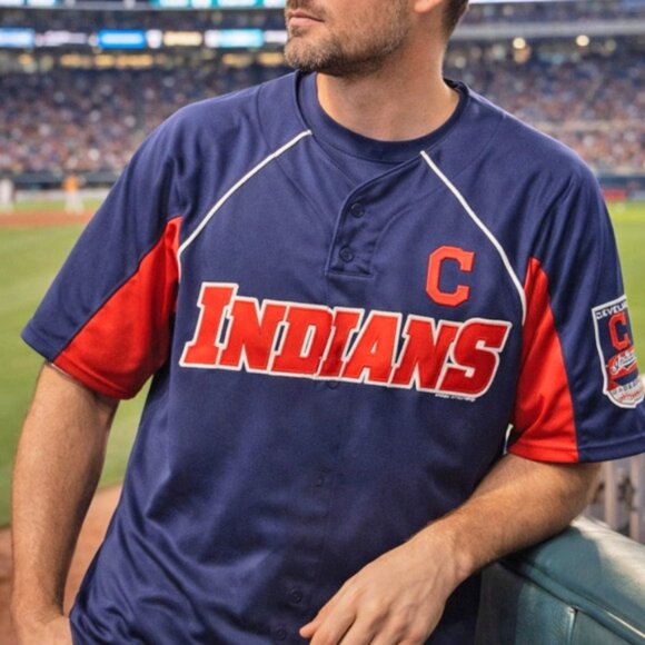 Majestic Other - Vintage Cleveland Indians Navy and‎ Red Jersey Swisher #33 Size XL